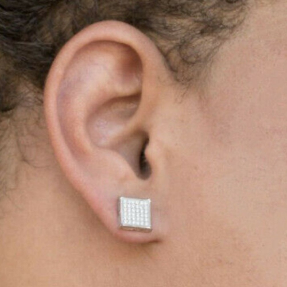NEW Square 925 Sterling silver Stud Earrings - Picture 4 of 4